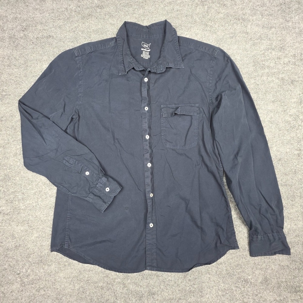 Save Khaki United Button Up Shirt Men's XL Navy Blue Cotton USA *Marks